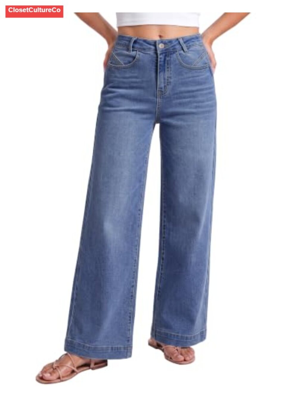 Wide Leg Stretch Jeans High Rise Baggy Denim Pants